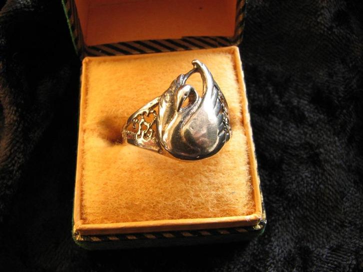 Mooie Sierlijke Zilveren Ring - Zwaan, Sieraden, Tassen en Uiterlijk, Antieke sieraden, Ring, Zilver, Verzenden