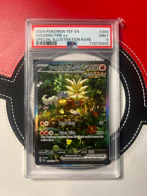Pokemon Gouging Fire ex #204 Temporal Forces PSA 9, Hobby en Vrije tijd, Verzamelkaartspellen | Pokémon, Zo goed als nieuw, Losse kaart