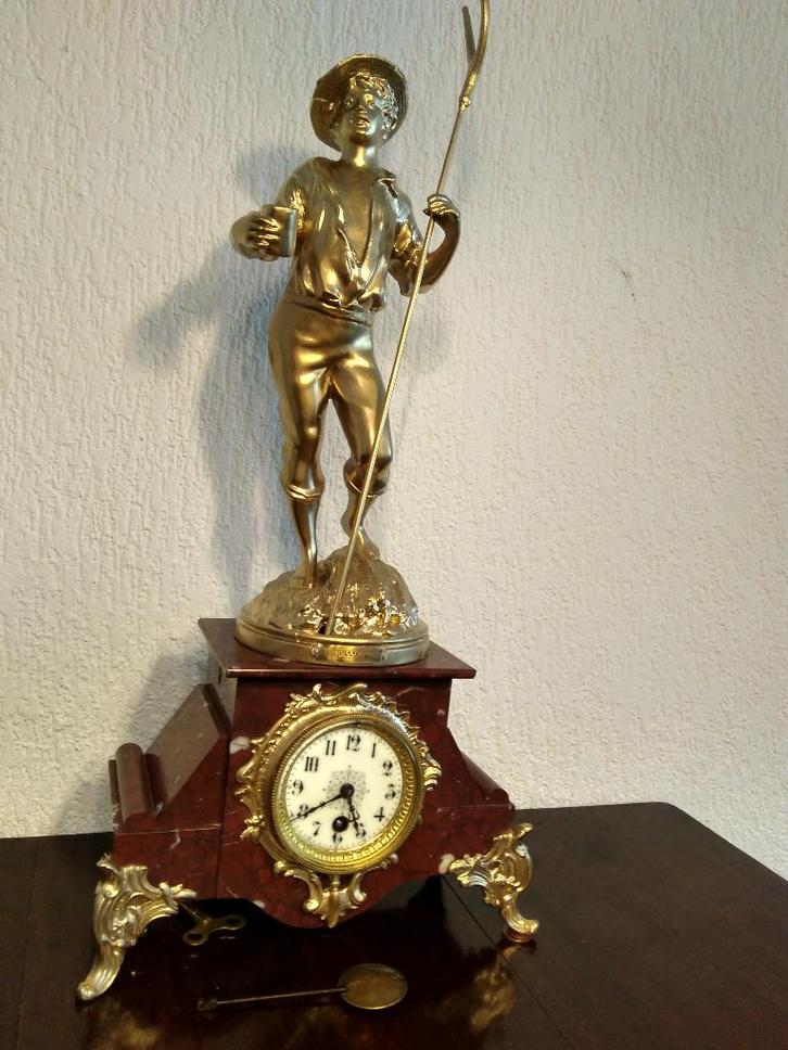 Antieke marmeren pendule met slinger, Antiek en Kunst, Antiek | Klokken, Ophalen