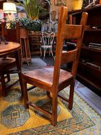 18) Set van 4 eiken brutalist eetkamerstoelen., Ophalen, Gebruikt, Bruin, .