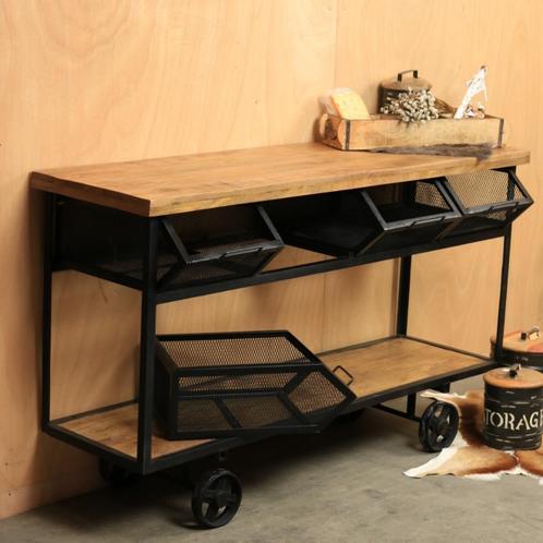 Retro sidetabe trolley keukenkar, bakkersrek wandmeubel kast, Antiek en Kunst, Antiek | Meubels | Kasten, Ophalen of Verzenden