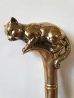 bronzen wandelstok met poes handgreep, Ophalen of Verzenden, Atw, Atw, Nieuw
