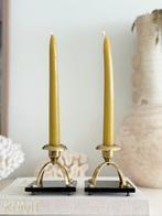 Set van 2 vintage messing kandelaars uit Zweden, Ophalen of Verzenden, Glas