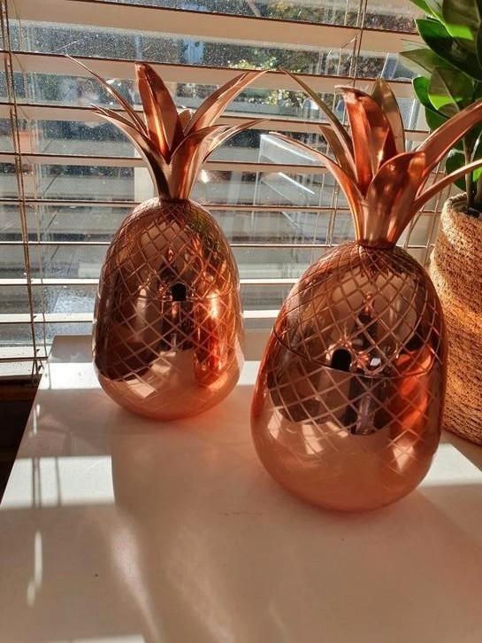 Tiki Bar Rose goud Ananas bekers a 800 mL Horeca kwaliteit, Hobby en Vrije tijd, Feestartikelen, Zo goed als nieuw, Feestartikel