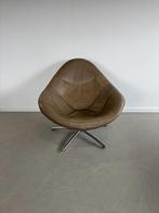 1x Label Hidde Fauteuil Bruin Leer - Chroom, Huis en Inrichting, Fauteuils, Niet ingevuld, Gebruikt, 75 tot 100 cm, Ophalen of Verzenden