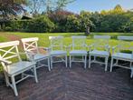 Set van 6 stevige landelijke witte fijne teakhouten stoelen, Ophalen, Gebruikt, Wit, Landelijk
