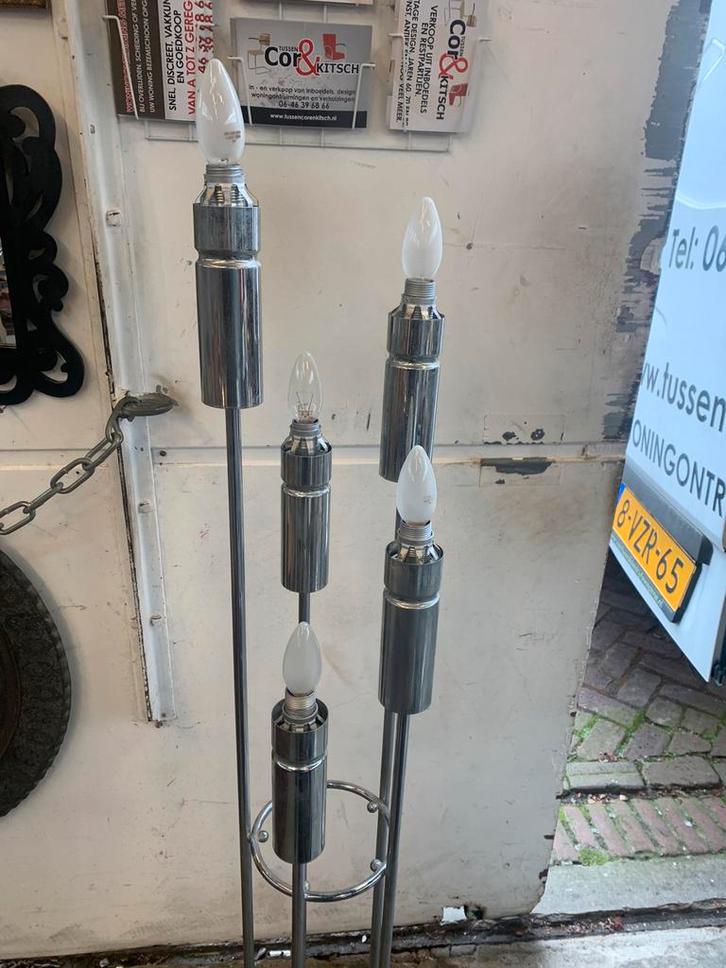 Lamp Sölken Leuchten chromen space age vloerlamp jaren 70, Huis en Inrichting, Lampen | Vloerlampen, Zo goed als nieuw, Ophalen of Verzenden