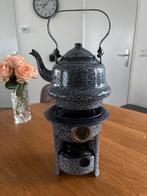 Antiek petroleumstel Emaille grijs gewolkt, Antiek en Kunst, Ophalen of Verzenden