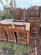 Eikenhouten tuinset met 6 stoelen, Tuin en Terras, Gebruikt, Eettafel, 6 zitplaatsen, Ophalen of Verzenden