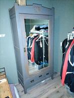 Brocante houten kledingkast met spiegel deur en slot, Huis en Inrichting, Kasten | Kledingkasten, Ophalen, Gebruikt, 50 tot 75 cm