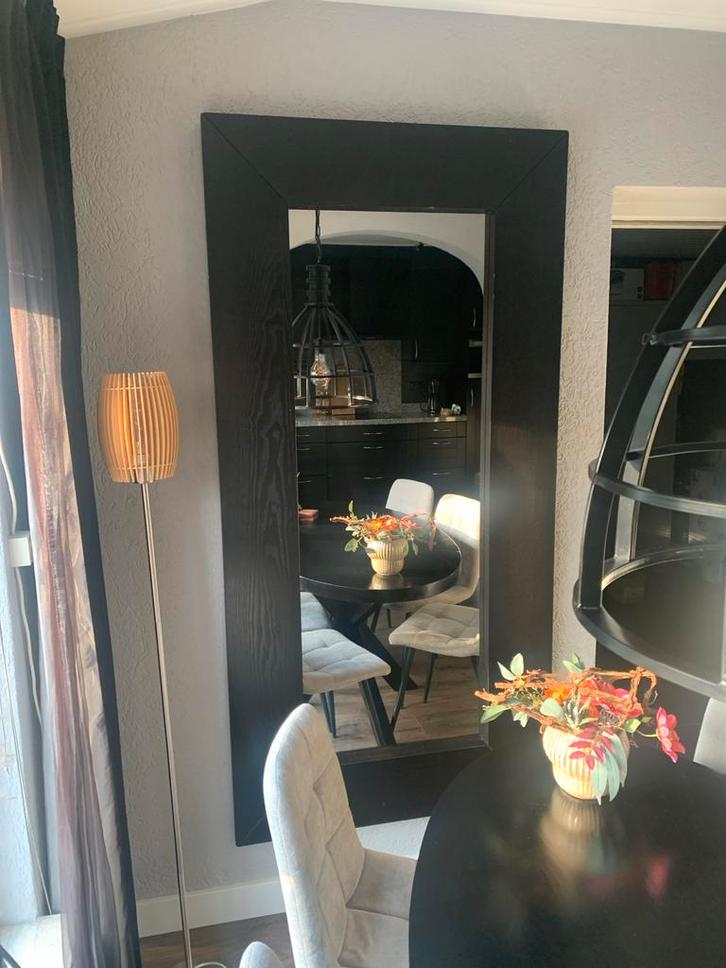 Grote Spiegel met Zwarte Lijst, Huis en Inrichting, Woonaccessoires | Spiegels, Gebruikt, 100 tot 125 cm, 150 tot 200 cm, Rechthoekig