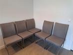 5 grijze eetkamerstoelen met metalen frame, merk: Topform, Huis en Inrichting, Stoelen, Ophalen, Gebruikt, Metaal, Vijf, Zes of meer stoelen