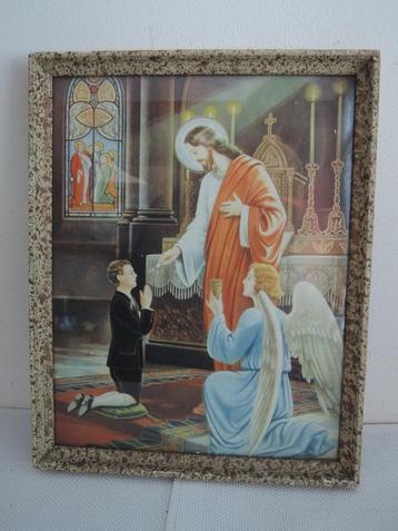 Mooie religieuze kleurenprent achter glas in lijst beschikbaar voor biedingen