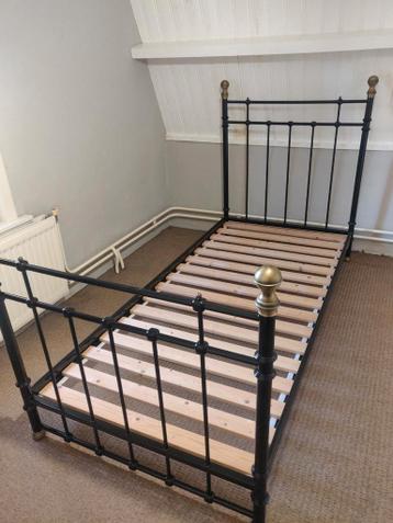 1 persoons zwart metalen bed, IKEA, 90x200 - afbeelding 1