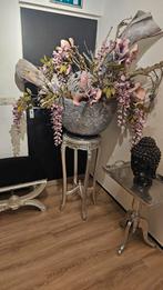 Plantentafel Zilver Brocante met Marmeren Blad, Ophalen of Verzenden, Gebruikt