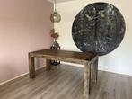 Eettafel houtlook 6 personen, Huis en Inrichting, Tafels | Eettafels, Ophalen, 50 tot 100 cm, Zo goed als nieuw, Vijf personen of meer