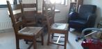 Eikenhouten stoelen met rieten zitting, meubelfabriek Oister, Huis en Inrichting, Stoelen, Ophalen, Riet of Rotan, Gebruikt, Bruin