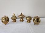 5 koperen wierookbranders., Ophalen of Verzenden, Koper