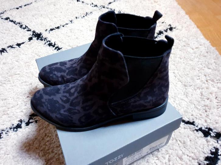 Marco Tozzi enkellaarsjes geprint maat 36, Kleding | Dames, Schoenen, Gedragen, Lage of Enkellaarzen, Zwart, Ophalen of Verzenden