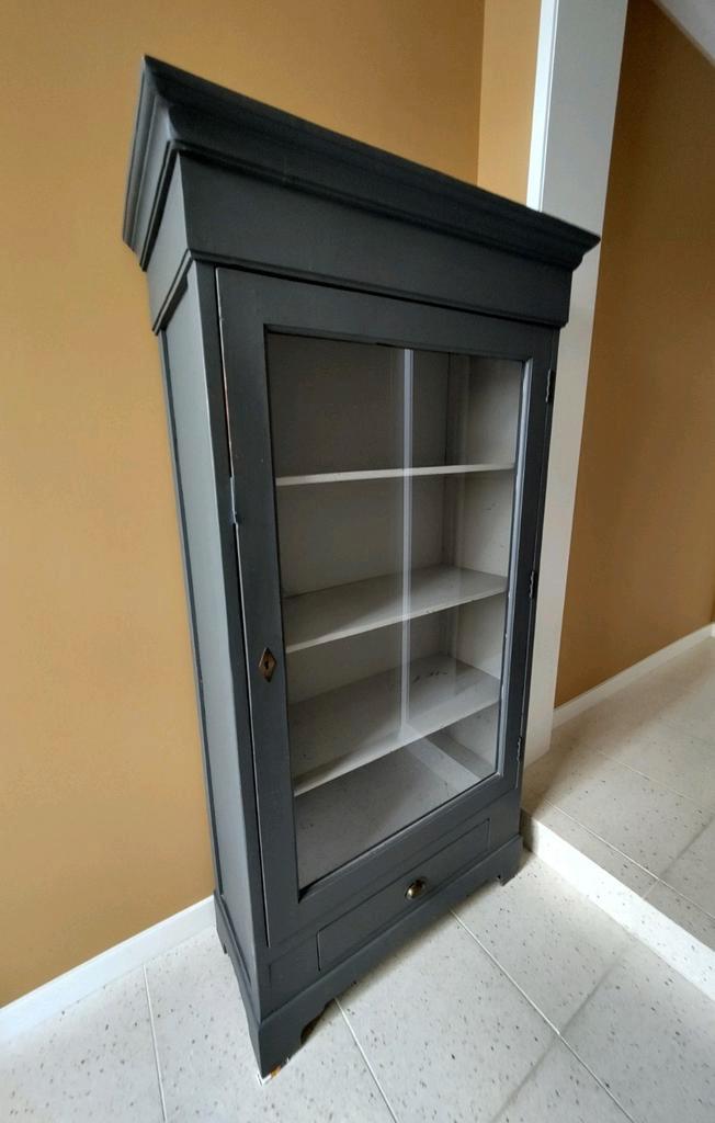 Landelijke vitrinekast, Huis en Inrichting, Kasten | Vitrinekasten, Gebruikt, 150 tot 200 cm, 50 tot 100 cm, 25 tot 50 cm, Met lade(s)