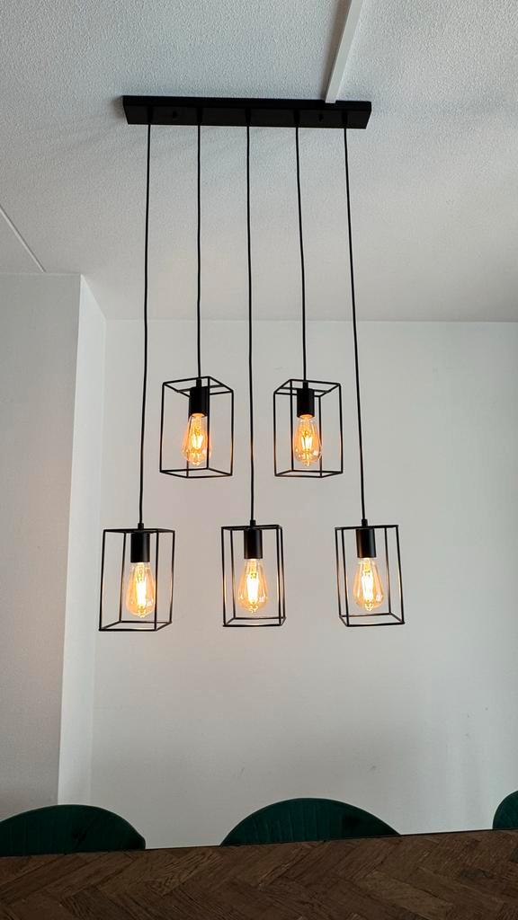 Moderne Eettafel Lamp met 5 Lichtpunten, Huis en Inrichting, Lampen | Hanglampen, Zo goed als nieuw, 75 cm of meer, Metaal, Ophalen of Verzenden