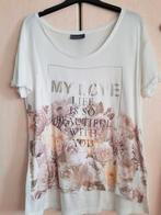 Wit shirt met My Love en pastel bloemen maat S, Kleding | Dames, T-shirts, Ophalen of Verzenden, Zo goed als nieuw, Wit, Korte mouw