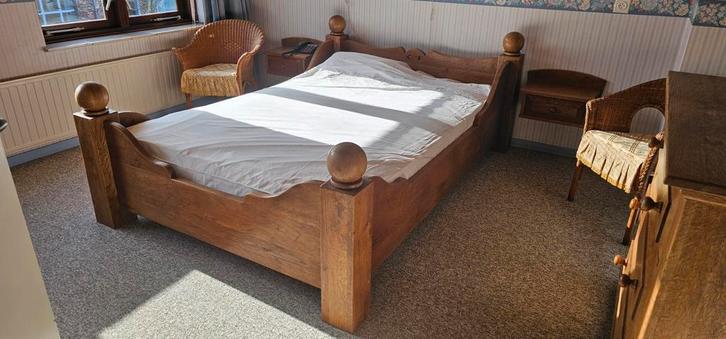 Eiken Slaapkamerameublement met Matras, Huis en Inrichting, Slaapkamer | Complete slaapkamers, Gebruikt, Tweepersoons, Ophalen