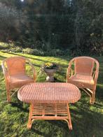 2 rotan stoelen met salontafel, set, Huis en Inrichting, Ophalen, Gebruikt, Twee, Overige kleuren