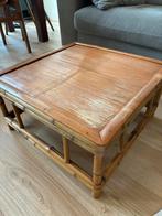 Authentiek bamboe banktafeltje 57x57x30 cm, Ophalen, Gebruikt, Vierkant, 50 tot 100 cm