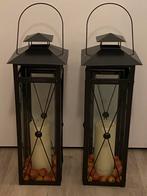 Twee Grote Windlichten, Huis en Inrichting, Woonaccessoires | Kandelaars en Kaarsen, Ophalen, 50 tot 75 cm, Zwart, Zo goed als nieuw