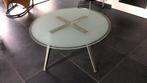 Salontafel, 59 cm hoog, doorsnede glazen tafelblad 95, Huis en Inrichting, Ophalen, Gebruikt, 50 tot 75 cm, Rond