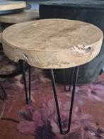 Krukje bijzet tafeltje 2x robuust Vintage, Huis en Inrichting, Ophalen, Minder dan 55 cm, Rond, Zo goed als nieuw