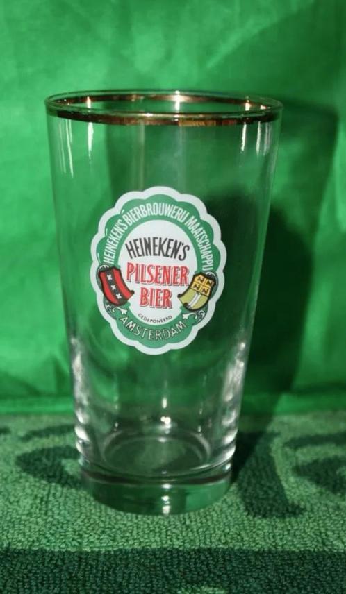 Vaderdag cadeau tip Vintage Heineken Bierglas Amsterdam "80, Verzamelen, Biermerken, Zo goed als nieuw, Reclamebord, Plaat of Schild