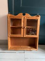 Geloogd grenen vitrinekastje / hangkastje, Ophalen, Minder dan 50 cm, Gebruikt, Minder dan 100 cm