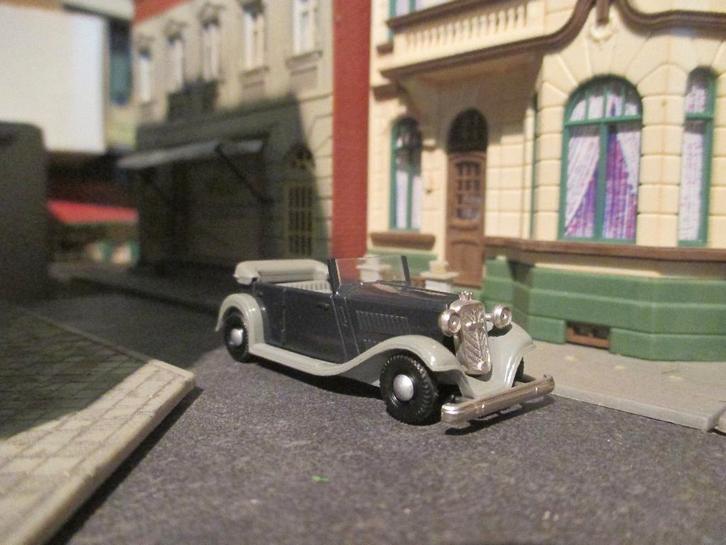 1935 Wanderer W240 Cabriolet Luxus - Brekina zwart met grijs, Hobby en Vrije tijd, Modelauto's | 1:87, Zo goed als nieuw, Bus of Vrachtwagen
