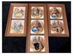 3 x Brocante porseleinen tegels, 7 stuks, in 3 lijsten, Ophalen of Verzenden