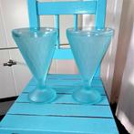 Sorbetglazen in de kleur turquoise set van 2, Huis en Inrichting, Keuken | Servies, Glas, Overige stijlen, Glas of Glazen, Ophalen of Verzenden