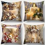Set van 4 Kerst kussenhoezen - 40 x 40 cm, Nieuw, Ophalen of Verzenden, Nvt, Nvt