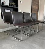 4/6 bruin lederen Henders & Hazel design stoel rvs frame, Huis en Inrichting, Stoelen, Ophalen, Bruin, Niet opgegeven, Henders en Hazel