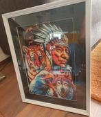 Diamond painting schilderij Indiaan in lijst, Ophalen, Schilderij, Minder dan 50 cm