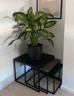 Set van 3 Zwarte/Gouden Bijzettafels, Huis en Inrichting, Tafels | Bijzettafels, Ophalen, Minder dan 45 cm, Minder dan 55 cm, Metaal of Aluminium