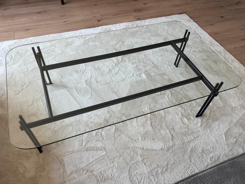 Moderne glazen salontafel – 140 x 80 cm, Huis en Inrichting, Tafels | Salontafels, Zo goed als nieuw, Minder dan 50 cm, 50 tot 100 cm