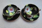 2 oud gebloemde kop en schotels, Antiek en Kunst, Antiek | Porselein, Ophalen of Verzenden