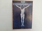 antiek schilderij /prent zeer oud christus aan het kruis, Antiek en Kunst, Antiek | Religie, Ophalen of Verzenden