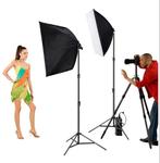 2 Softboxen met daglicht lampen en 2 x statief, Ophalen, Gebruikt, Lamp of Flitsset