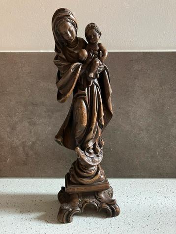Maria met kind beeld - Oberammergau houtsnijwerk
