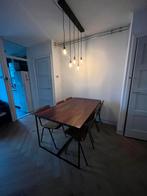 Industriële houten eettafel met 6 houten stoelen 150 x 96 cm, Huis en Inrichting, Tafels | Eettafels, 50 tot 100 cm, 150 tot 200 cm