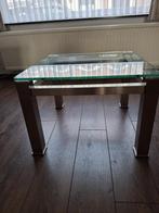 Bijzettafel RVS-glas, Vierkant, 55 tot 75 cm, Ophalen, 45 tot 60 cm