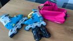 Nijdam skeelers blauw wit geel met roze tas maat 34 - 37, Ophalen of Verzenden, Gebruikt