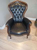 Klassieke fauteuil met lederen bekleding, Huis en Inrichting, Fauteuils, Ophalen, Gebruikt, 75 tot 100 cm, 50 tot 75 cm